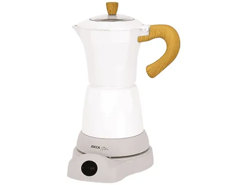 Cafetera tradicional Jocca 2188 0.26 l Aluminio 480 W 6 Tazas Italiana Eléctrica Sin Cables Blanco/Madera