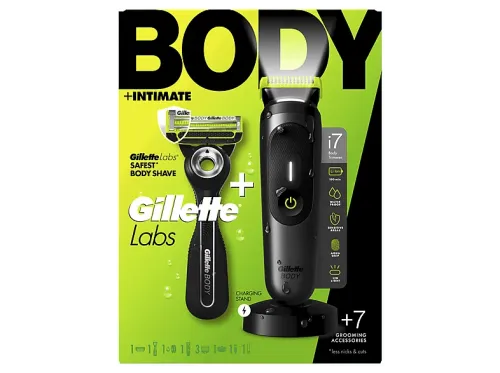 Afeitadora corporal Gillette Labs i7 Body + Intimate Tecnología Skinfirst Luz LED Wet&Dry 3 peines Pack con maquinilla GilletteLabs