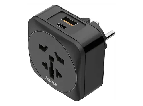 Adaptador de viaje Hama 00223460 1 Puerto USB-C y 1 puerto USB-A Negro