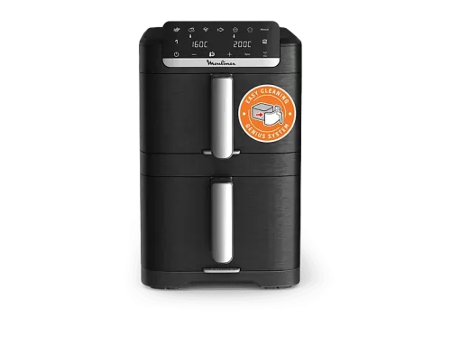 Freidora de aire Moulinex Dual Easy Fry Stack EZ7568 Doble cesta vertical Sistema Genius 10 L 7 Programas automáticos Compacta Negro