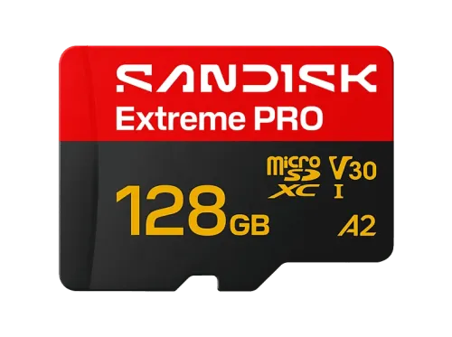 Tarjeta Micro SD SANDISK Extreme Pro 128 GB Hasta 250 MB/s de lectura 5K y 4K UHD V30 A2 U3 UHD-I Adaptador SD Negro