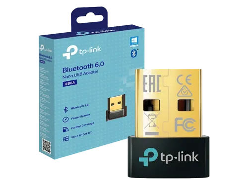 Adaptador Bluetooth TP-LINK UB6A Bluetooth 6.0 Conexión Inalámbrica PC y Portátil Mayor Alcance Compatible con Windows 11/10/8.1/7 Plug & Play