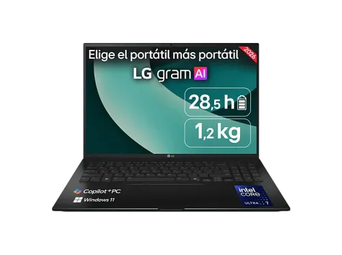 Portátil LG gram 16Z90TL-G.AU88BN Copilot+ PC 16 " WQXGA Intel® Core™ Ultra 7 258V 47TOPS 32GB RAM 1TB SSD Arc™ Onboard Graphics Windows 11H