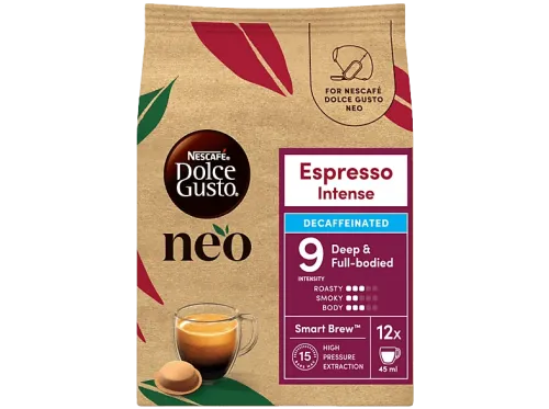 Cápsulas monodosis Dolce Gusto Neo Espresso Intense Descafeinado Café tostado y molido Intensidad 9 12 cápsulas