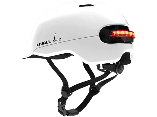 Casco Livall C20 Para patinete y Bici Casco Conectado SOS Luz de Freno Luz Trasera Talla L 56-61 cm Blanco