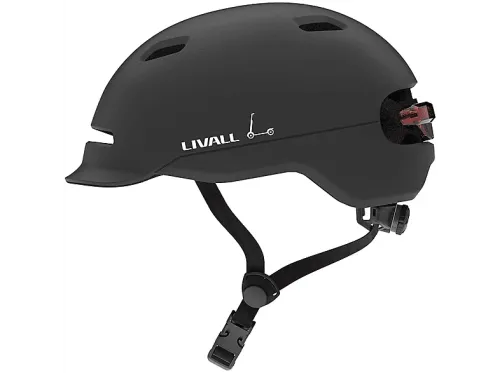 Casco Livall C20 Para patinete y Bici Casco Conectado SOS Luz de Freno Luz Trasera Talla M 54-58 cm Negro