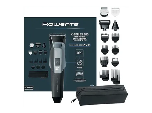 Cortapelos Rowenta TN9710  Recortadora Multigroom 16 en 1 Cuchillas con revestimiento de Titanio 360 min 7 peines para pelo Motor 8000 rpm Azul