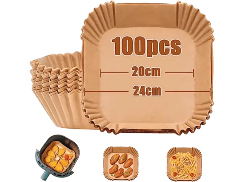 Accesorio freidora Koenic KSA-0004 Papel Airfryer Cuadrado 20 cm Papel 100 % natural 100 piezas Marrón