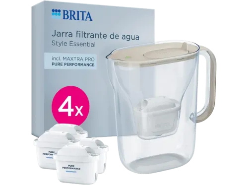 Jarra filtrante – BRITA Style Essential Arena indicador LED apta para lavavajillas incluye 4 filtros MAXTRA PRO Pure Performance