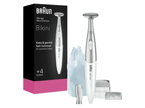 Rasuradora Braun Silk-épil Rasuradora de bikini FG1100 3 en 1: Rasura recorta y perfila 4 Accesorios Blanco y plata