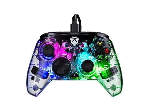 Mando Xbox Turtle Beach Afterglow™ Wired RGB Para Xbox Series Con Cable Tecnología Hall-Effect Multicolor y Transparente