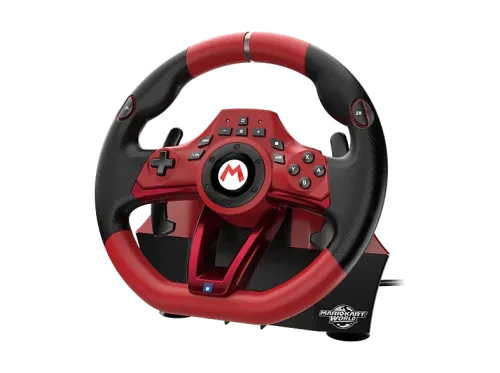 Volante Nintendo Switch 2- Hori Mario Kart Racing Wheel Pro Deluxe Compatible con Nintendo Switch™ Volante de 22 cm de diámetro Rojo y negro