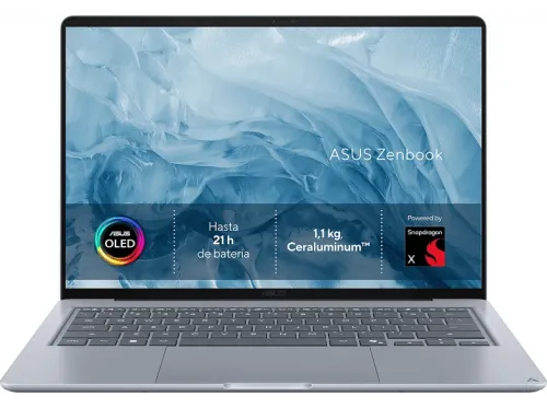 Portátil ASUS Zenbook 14 OLED UX3480QA-U1090W Copilot+ PC 14 " WUXGA Snapdragon® X X1-26-100 45 TOPS 16GB 256GB SSD W11H Sin cargador