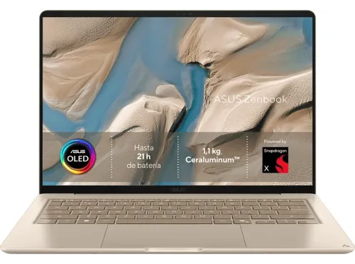 Portátil ASUS Zenbook 14 OLED UX3480QA-U1155W Copilot+ PC 14" WUXGA Snapdragon® X1-26-100 45 TOPS 16GB RAM 256GB SSD W11H Sin cargador