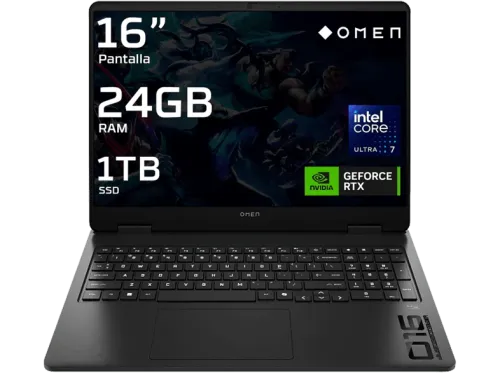 Portátil gaming HP OMEN Slim 16-an0063ns 16 " 2K Intel® Core™ Ultra 7 255H 24 GB RAM 1 TB SSD GeForce RTX™ 5070 Sin sistema operativo