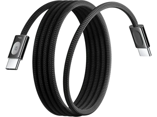 Cable USB Baseus FrostCore Tipo-C a Tipo-C 120 cm 100W Carga inteligente ultrarrápida Trenzado de nylon Refrigeración Dual Negro