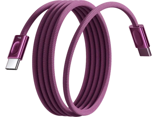 Cable USB Baseus FrostCore Tipo-C a Tipo-C 120 cm 100W Carga inteligente ultrarrápida Trenzado de nylon Refrigeración Dual Dark Cherry