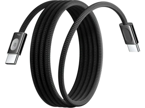 Cable USB Baseus FrostCore Tipo-C a Tipo-C 200 cm 100W Carga inteligente ultrarrápida Trenzado de nylon Doble control térmico Negro Cluster