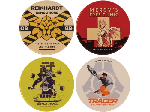 Posavasos FaNaTtik Overwatch. Set of Four Printed Metal Coasters
